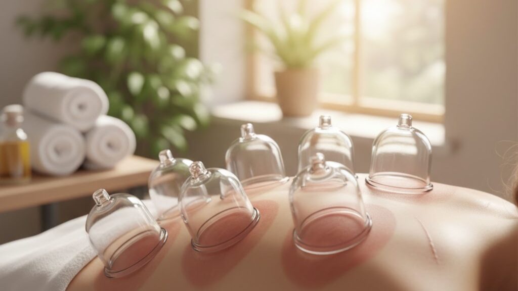 Can cupping therapy improve skin health, scars, or stretch marks, and what evidence supports this (1)